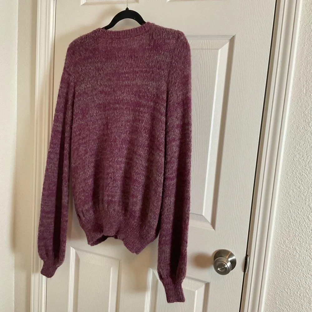 NWT Free People Karina Faux Wrap Sweater Berry Mela Purple XS Oversized